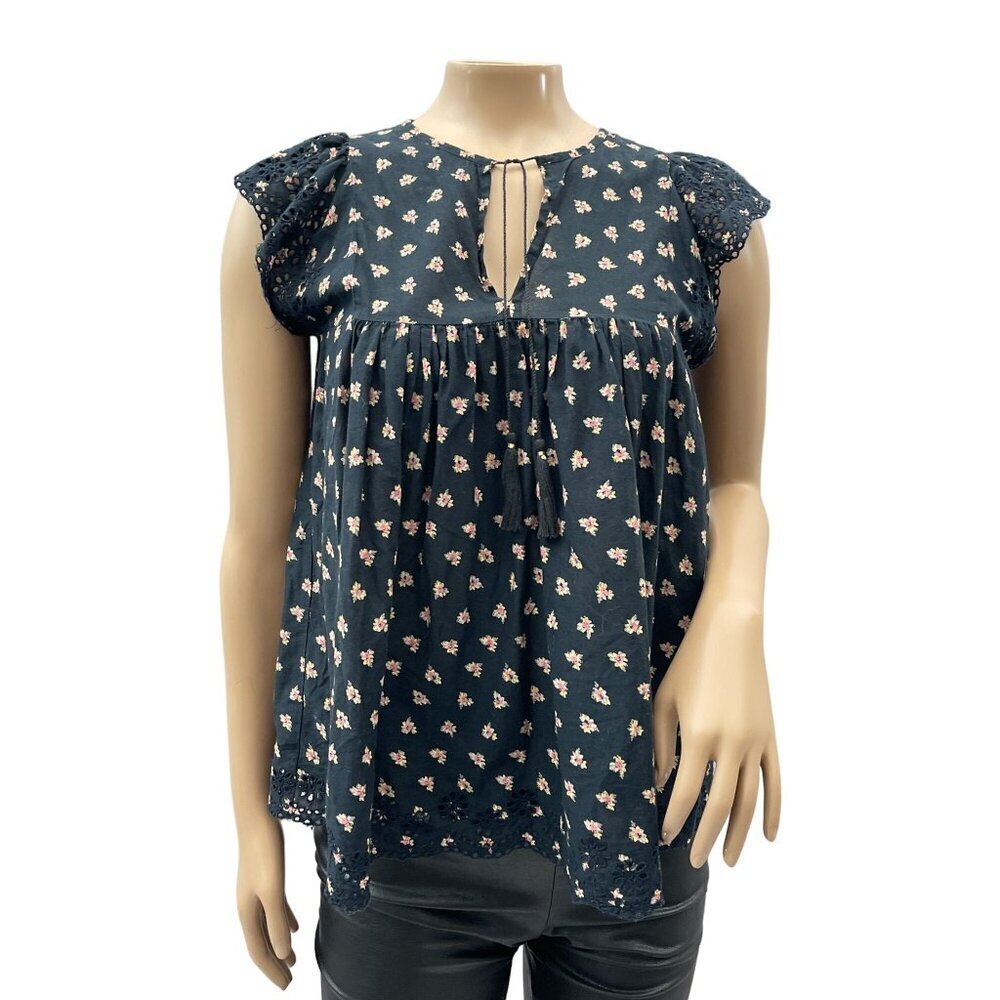 Ulla Johnson Floral Women Top Embroidered Lace Cap Sleeves & Keyhole Neck‎ 0/XS